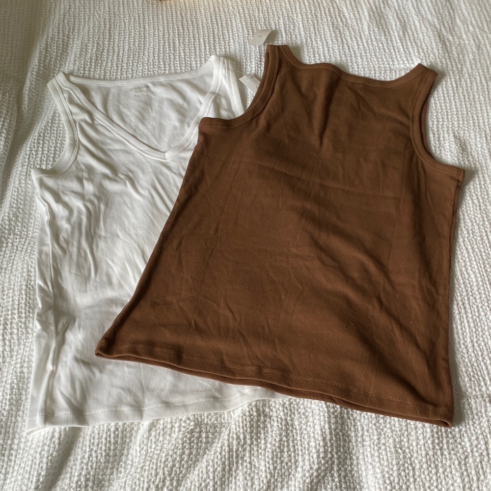 Old Navy Brown & White Sleeveless Tank Top - Picture 4 of 4